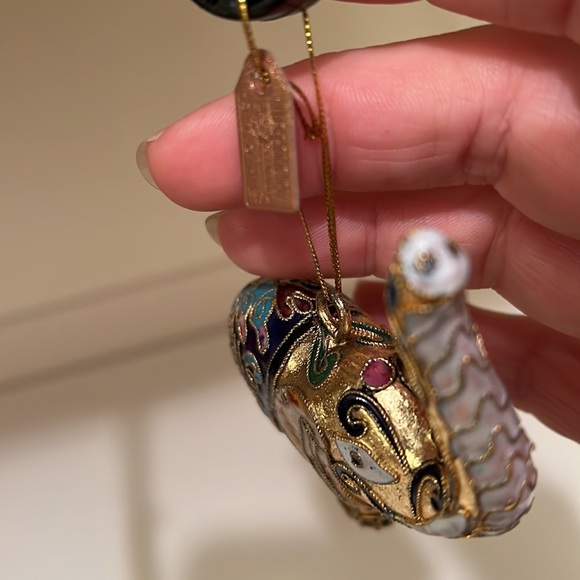 3 Vintage Cloisonné Enameled gold tone metallic Figurine Ornaments, ~3” - Picture 10 of 17